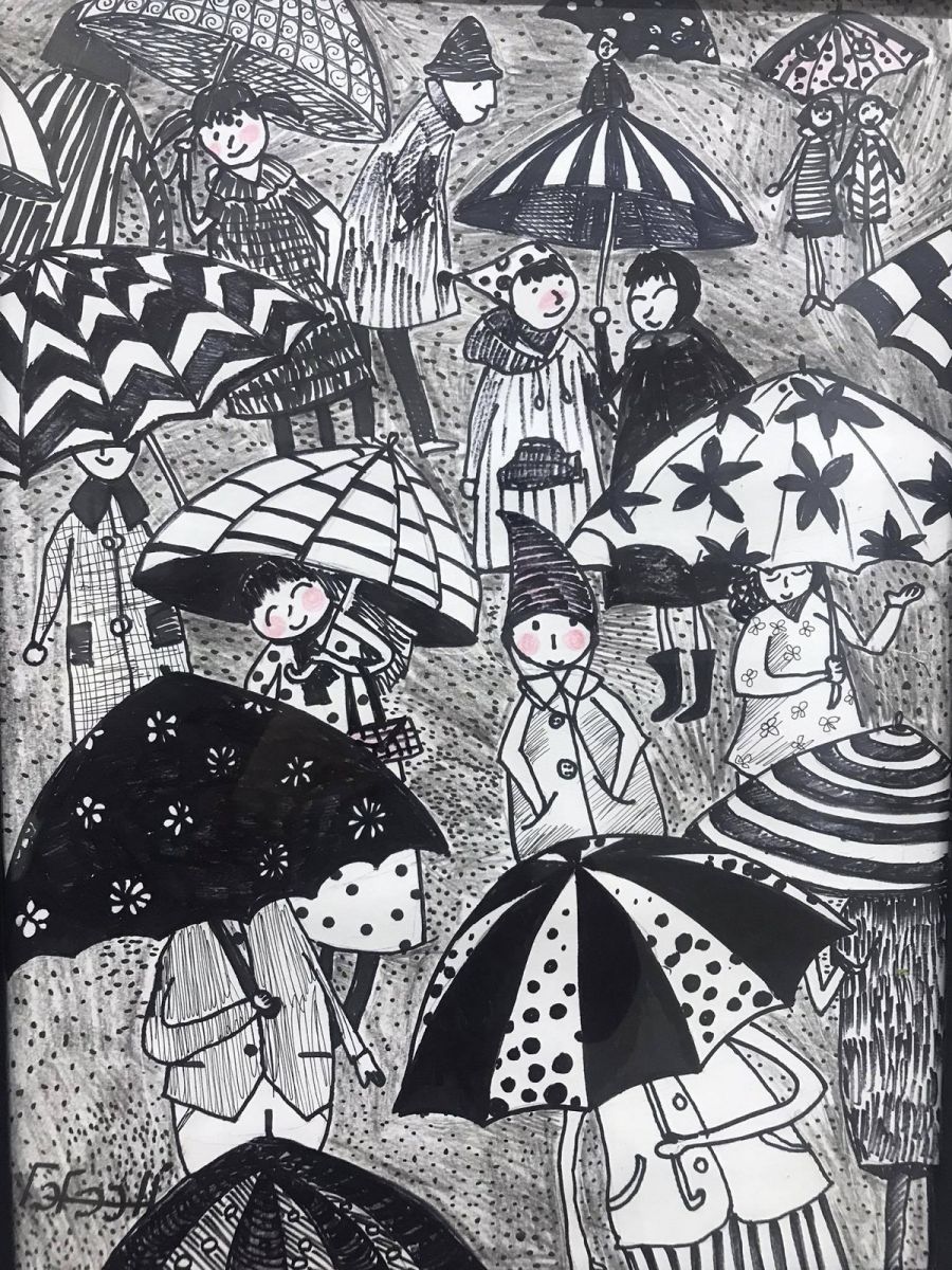 Зургийн тайлбар: Бороотой өдөр”, Т.Гэгээннар /7 нас/